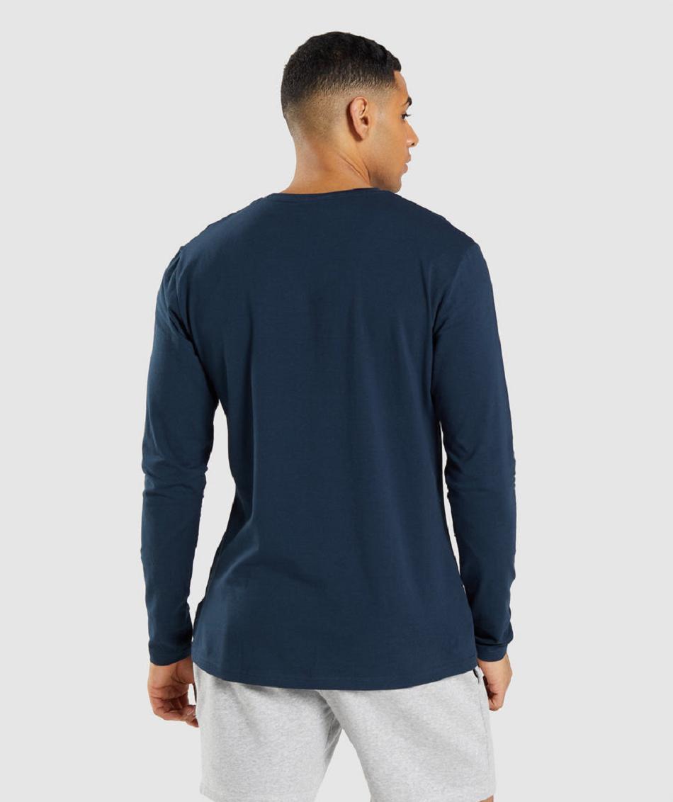 Long Sleeve Gymshark Essential Hombre Azul Marino | CO 3516LIS